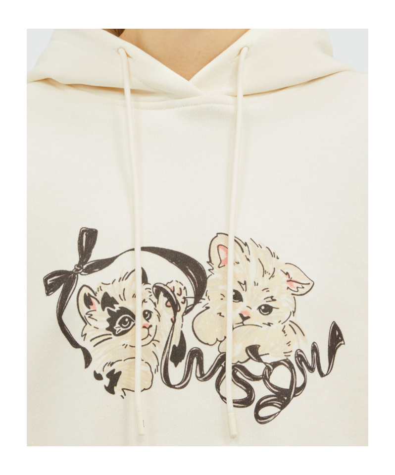 Msgm Cat-print Cotton Hoodie In White