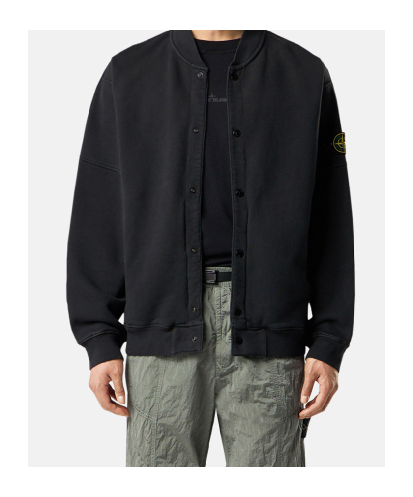 Stone Island 6100034 Organic Cotton Diagonal Fleece 'old' Effect In Black