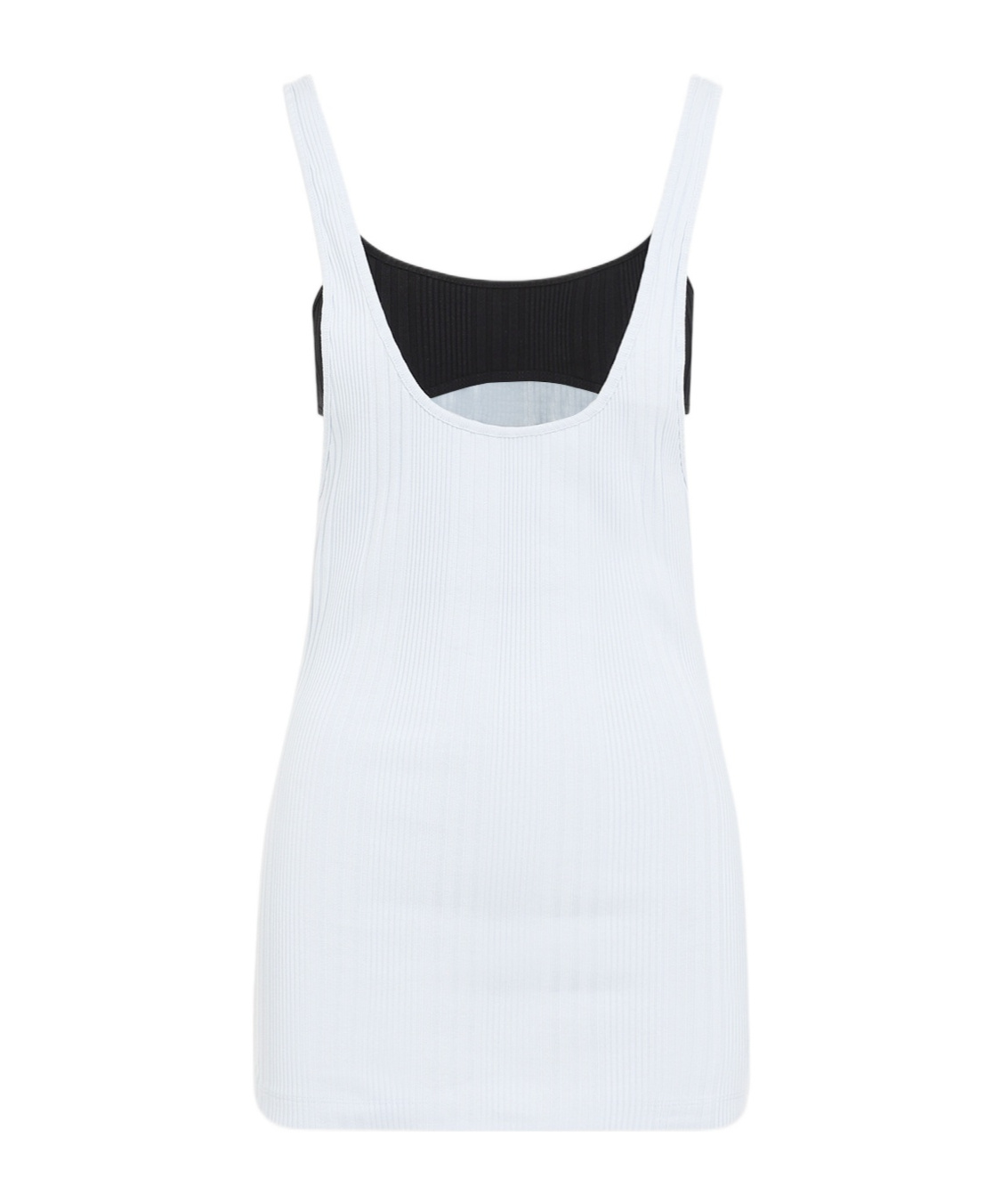 Attico Light Blue Flat Ribbed Tank Top In White