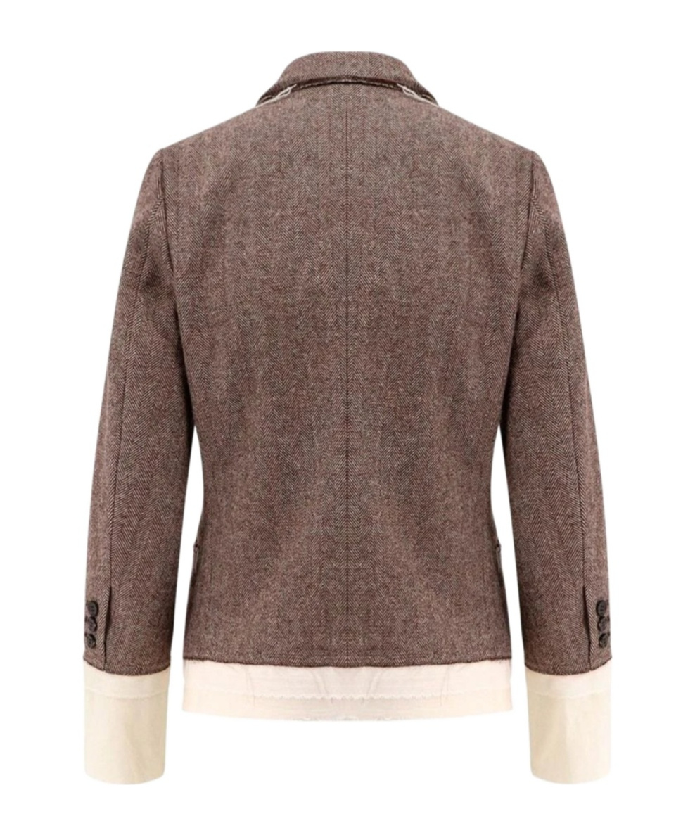 Undercover Wool Blend Blazer With Frayed Profiles In Brown