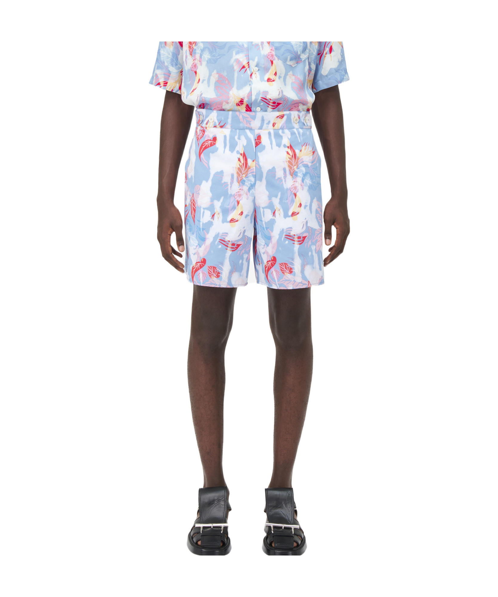 Alexander Mcqueen Men's Hawaiian Floral Pyjama Shorts In Pale Blue In Blue