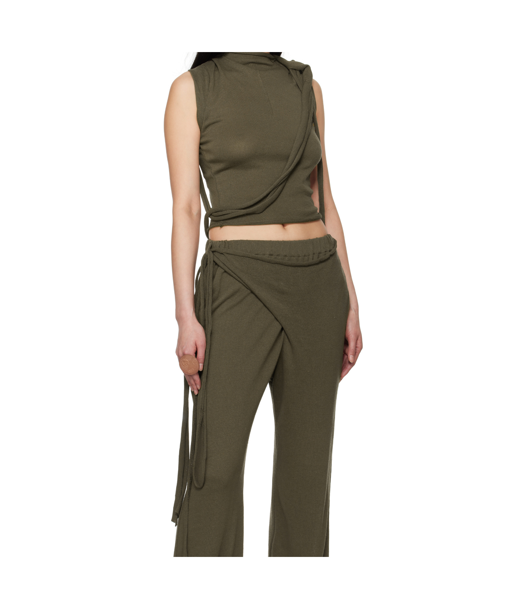 Ottolinger Khaki Deconstructed Linen Tank Top In Brown