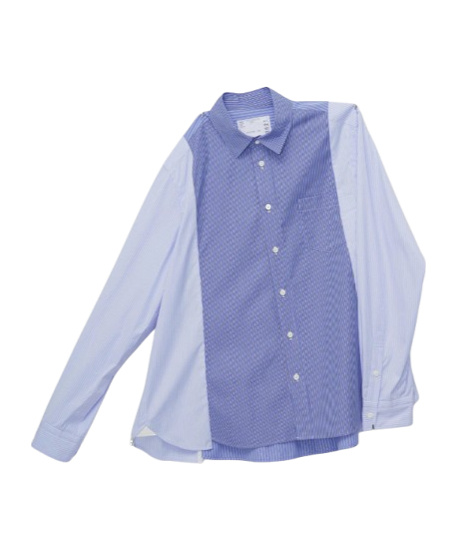 Sacai Cotton Shirt Striped Pattern In Blue