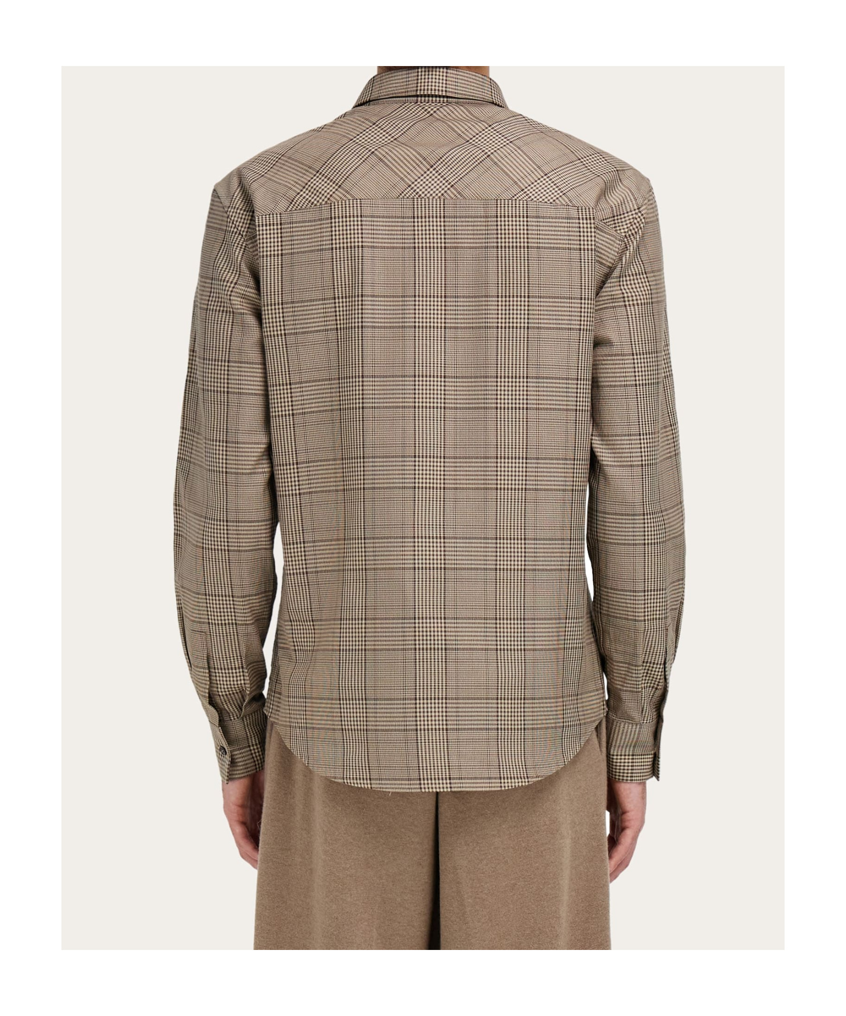 Ferragamo Checked Shirt In Gray