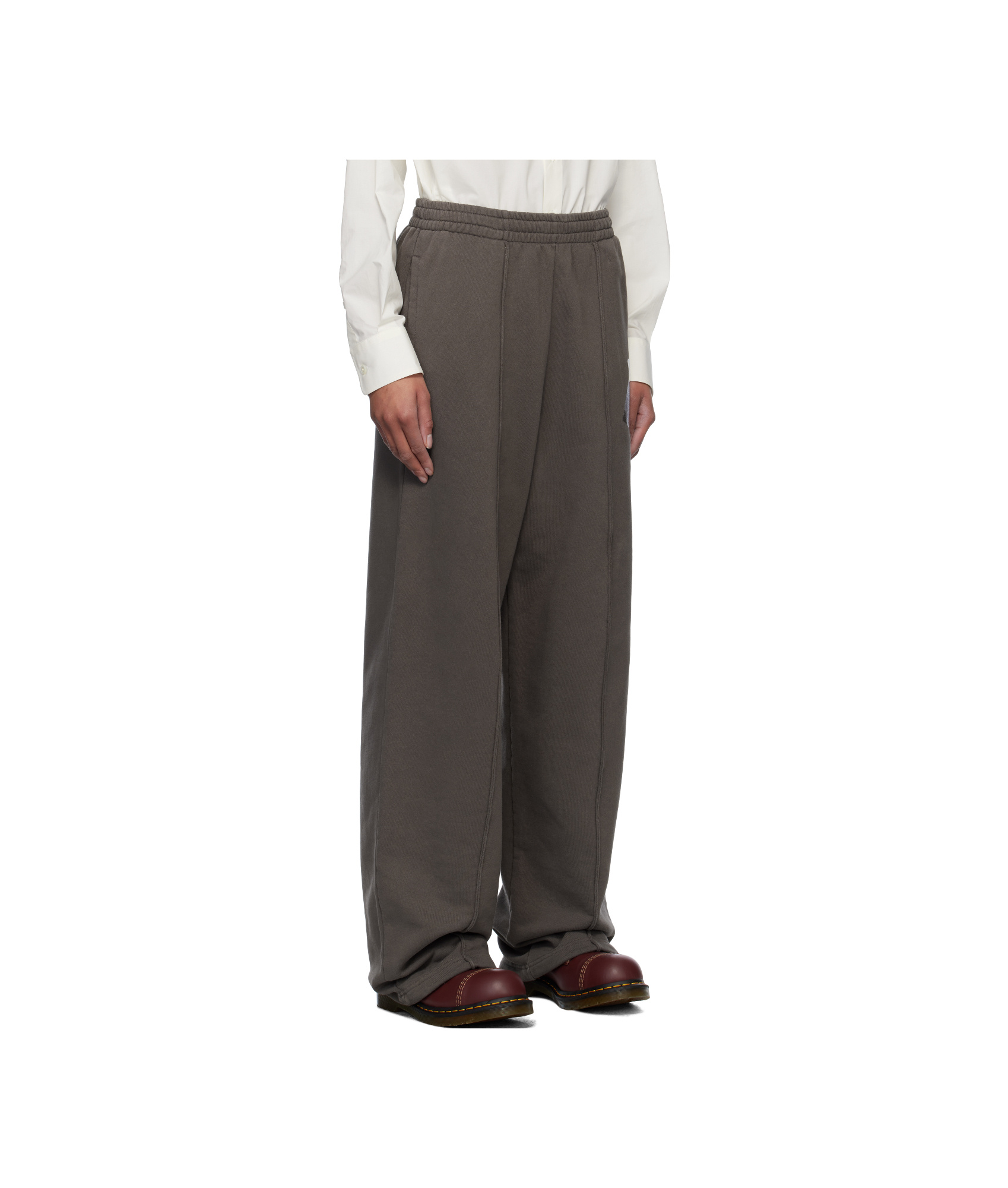 Mm6 Maison Margiela Brown Taped Logo Lounge Pants In Black