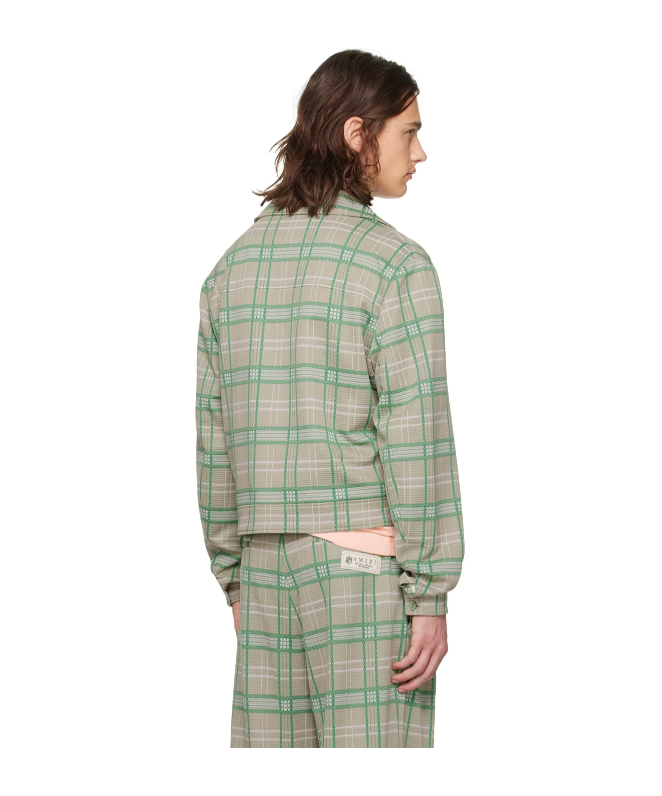 Amiri Short Checkered Casual Jacket In Green