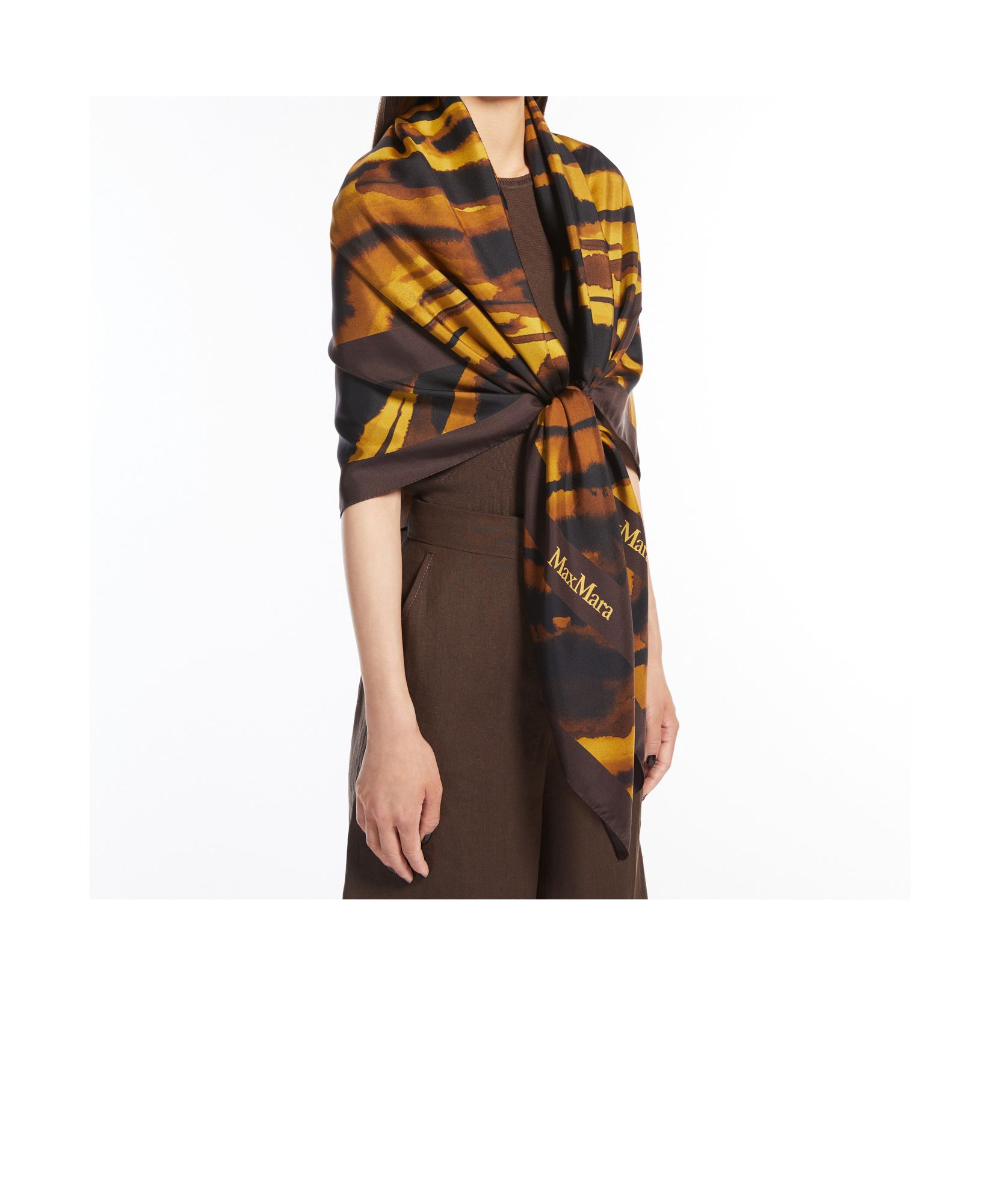 Max Mara Square Silk Scarf In Black