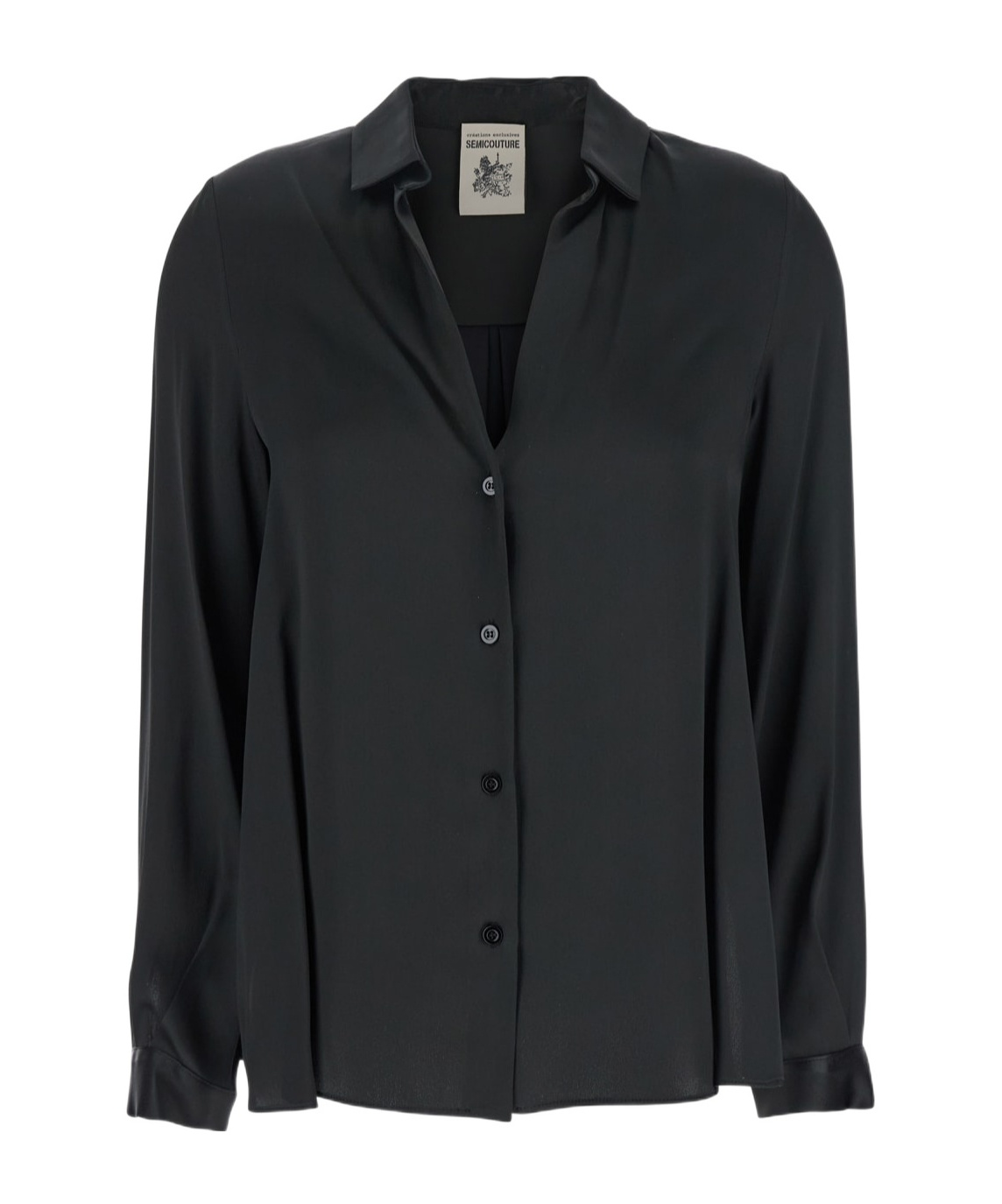 Shop Semicouture Long Sleeve Shirt In Black