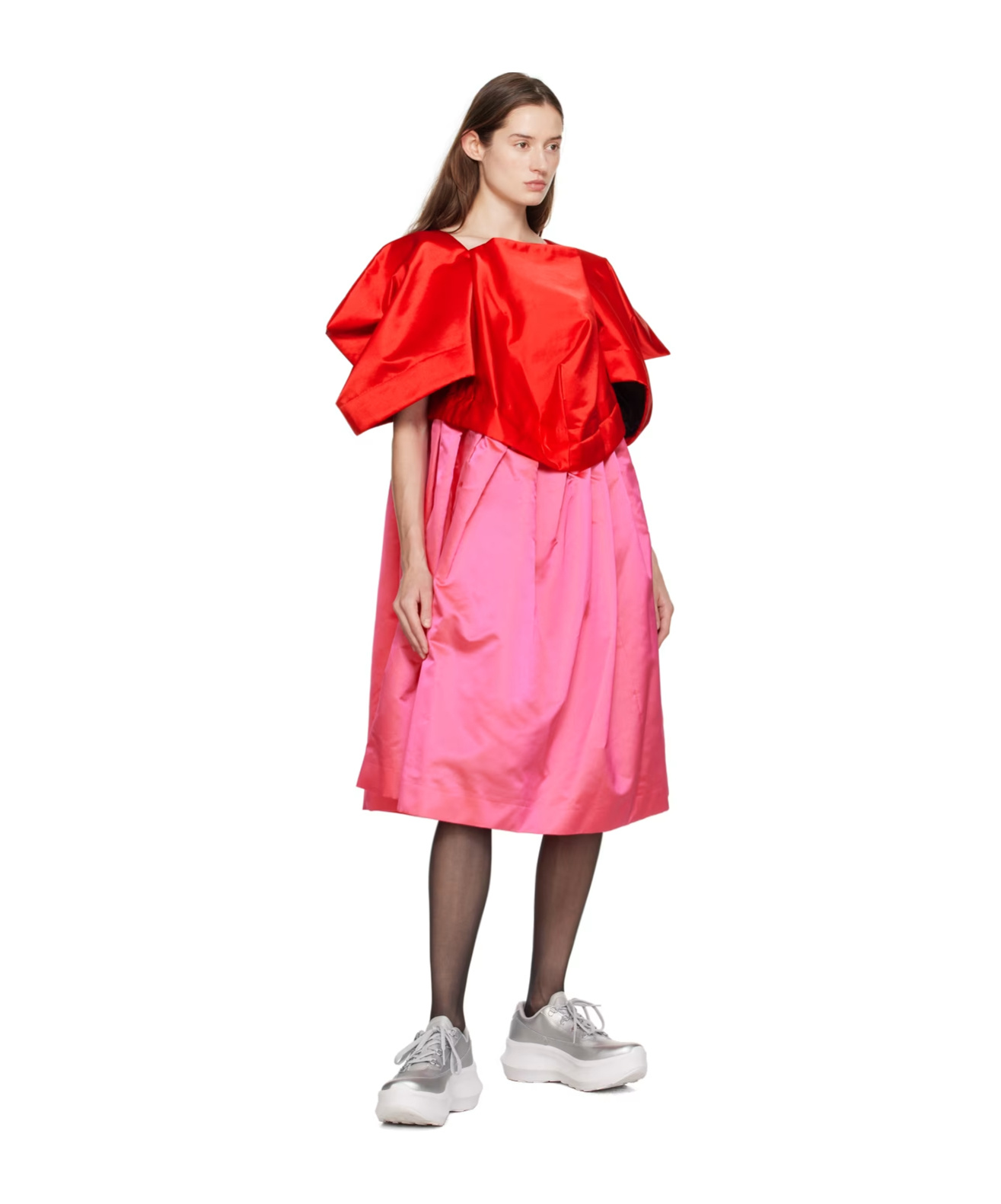 COMME DES GARÇONS COLOUR-BLOCK VOLUMINOUS MIDI DRESS