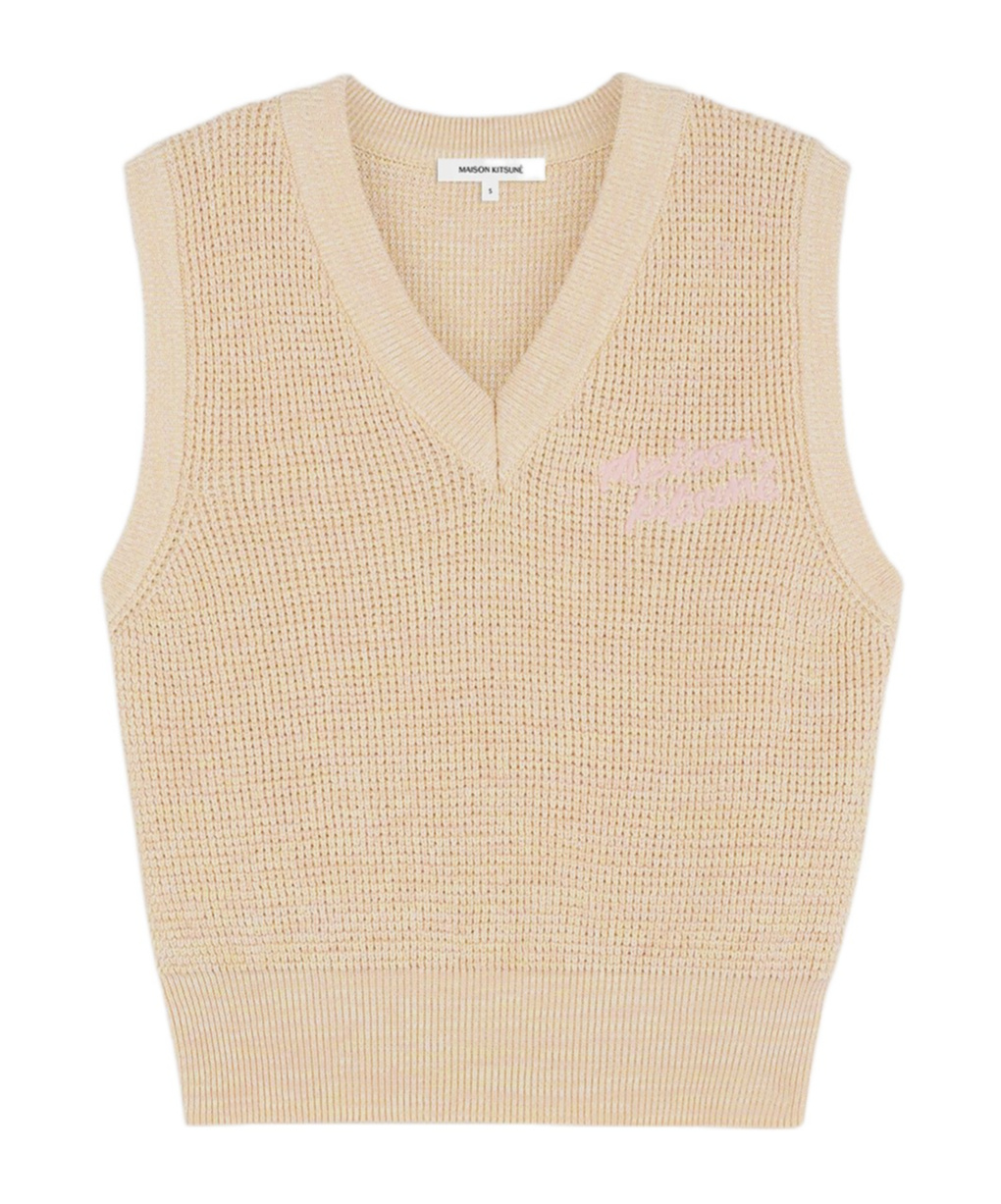 Maison Kitsuné Woman Sweater Apricot Size L Cotton In Nude