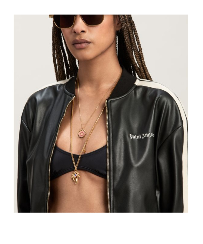 Palm Angels Track Black Polyester Blend Sweatshirt In Black