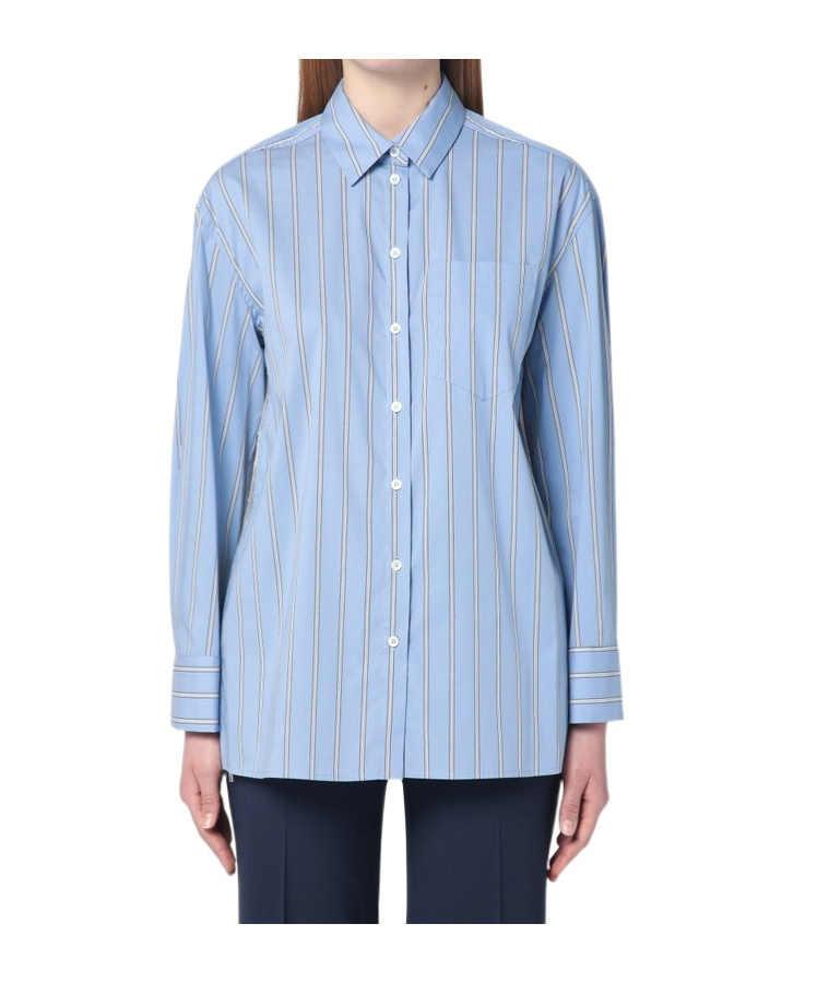 Shop Semicouture Cotton-blend Shirt In Blue
