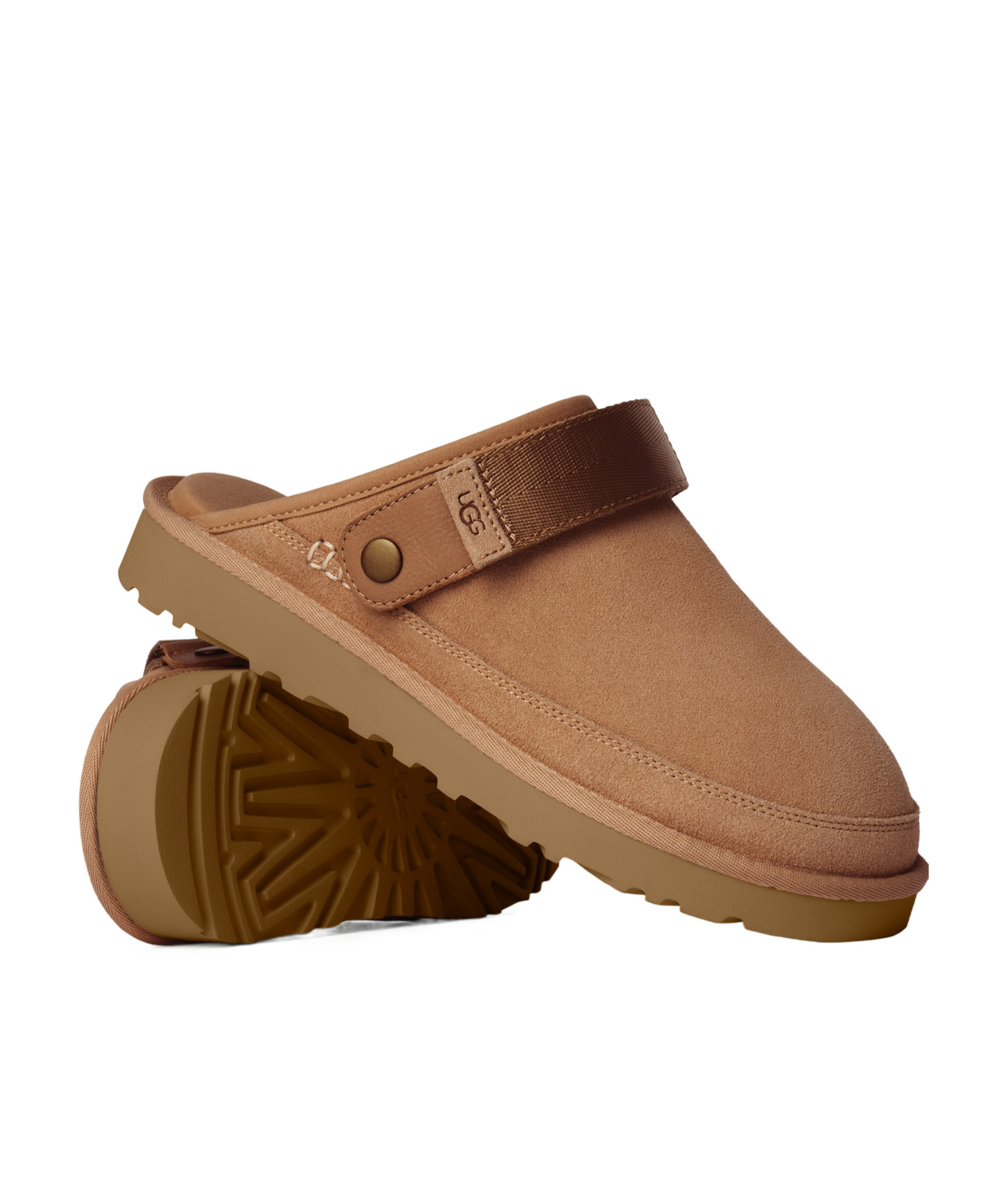 Ugg Suede Slip-on Mules With Adjustable Back Strap In Brown
