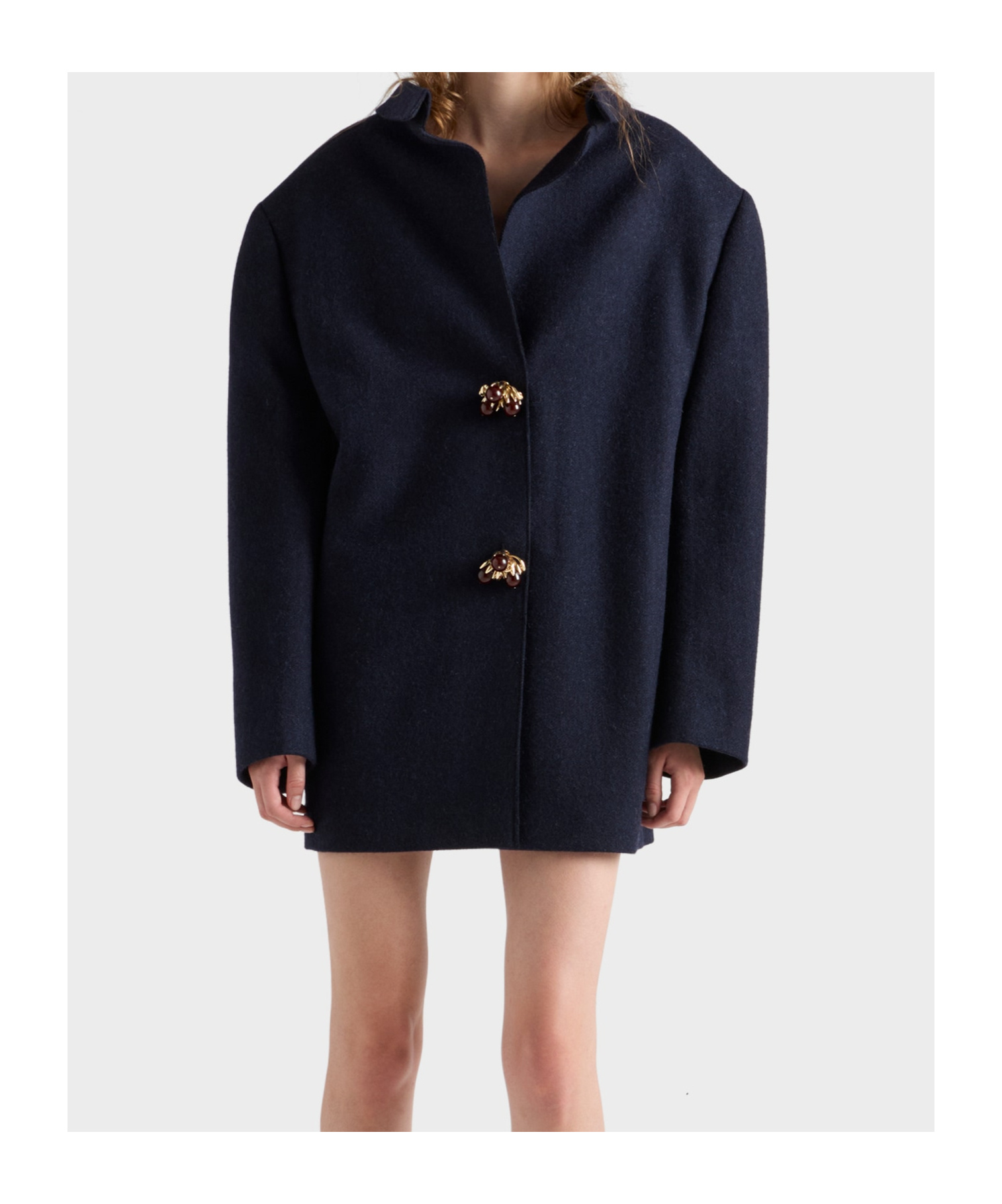 Prada Shetland Wool Jacket Featuring Decorative Buttons In Black