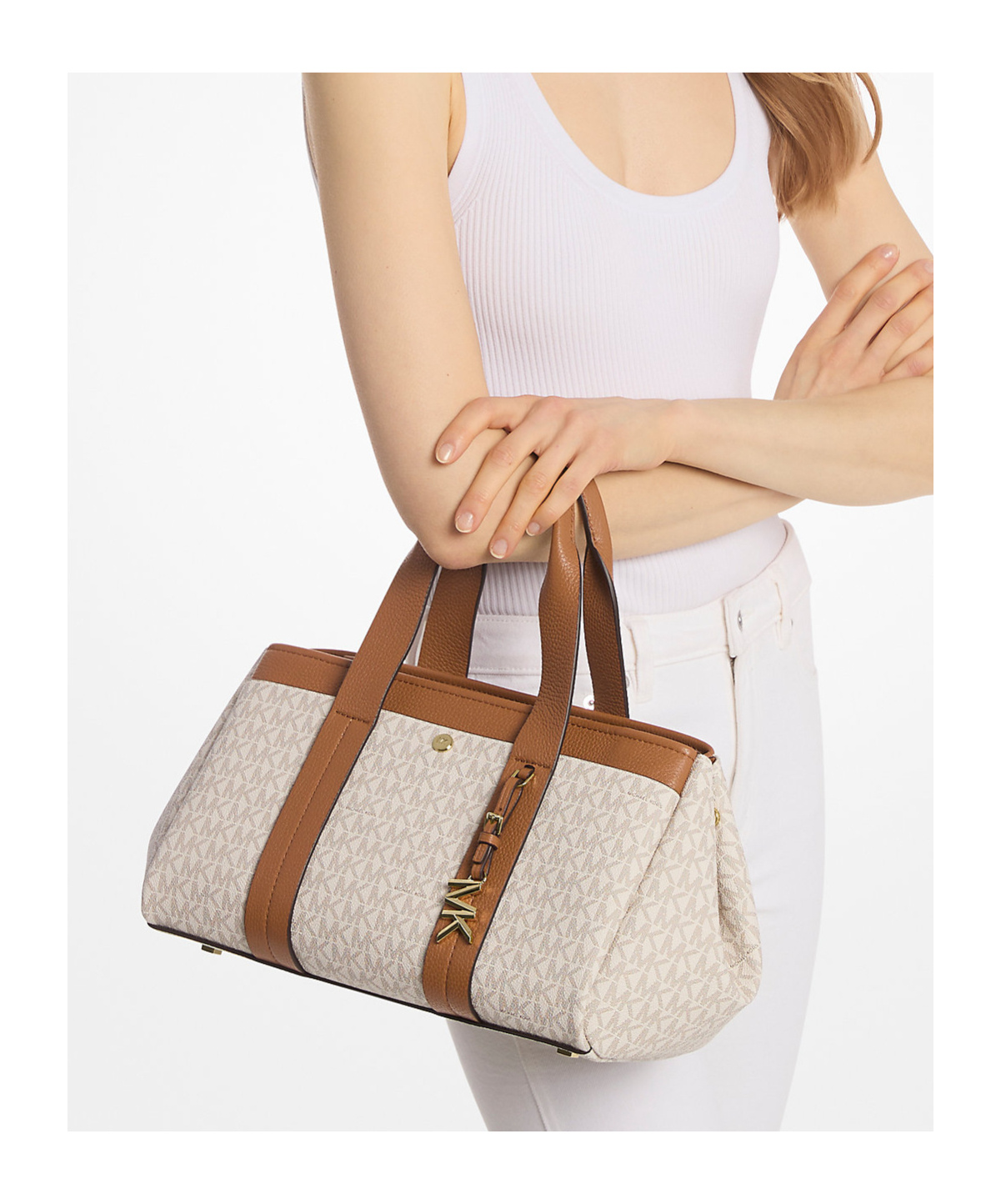 MICHAEL MICHAEL KORS ROMEE SMALL SIGNATURE LOGO SATCHEL