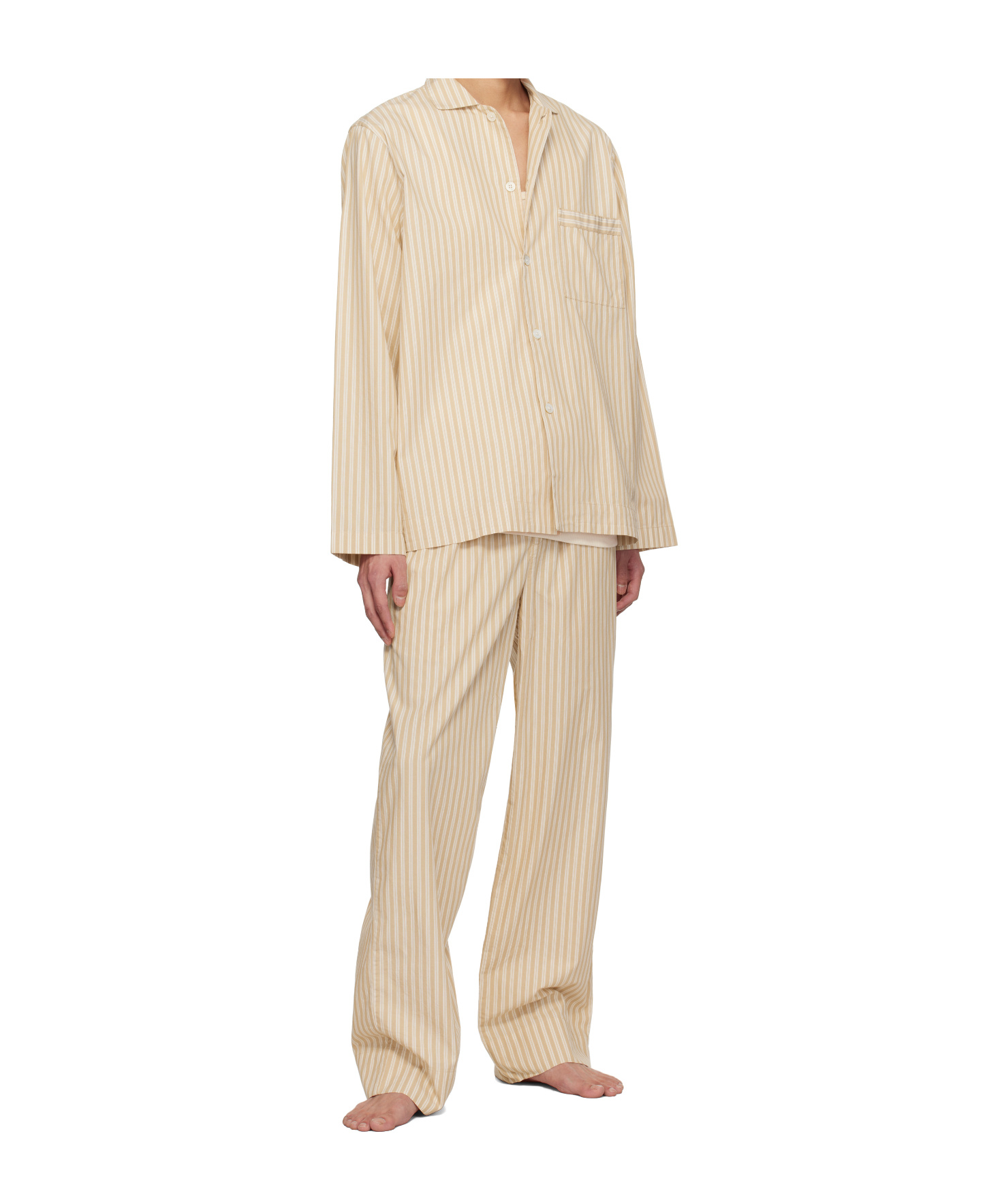 Tekla Striped Pajamas Trousers In Brown