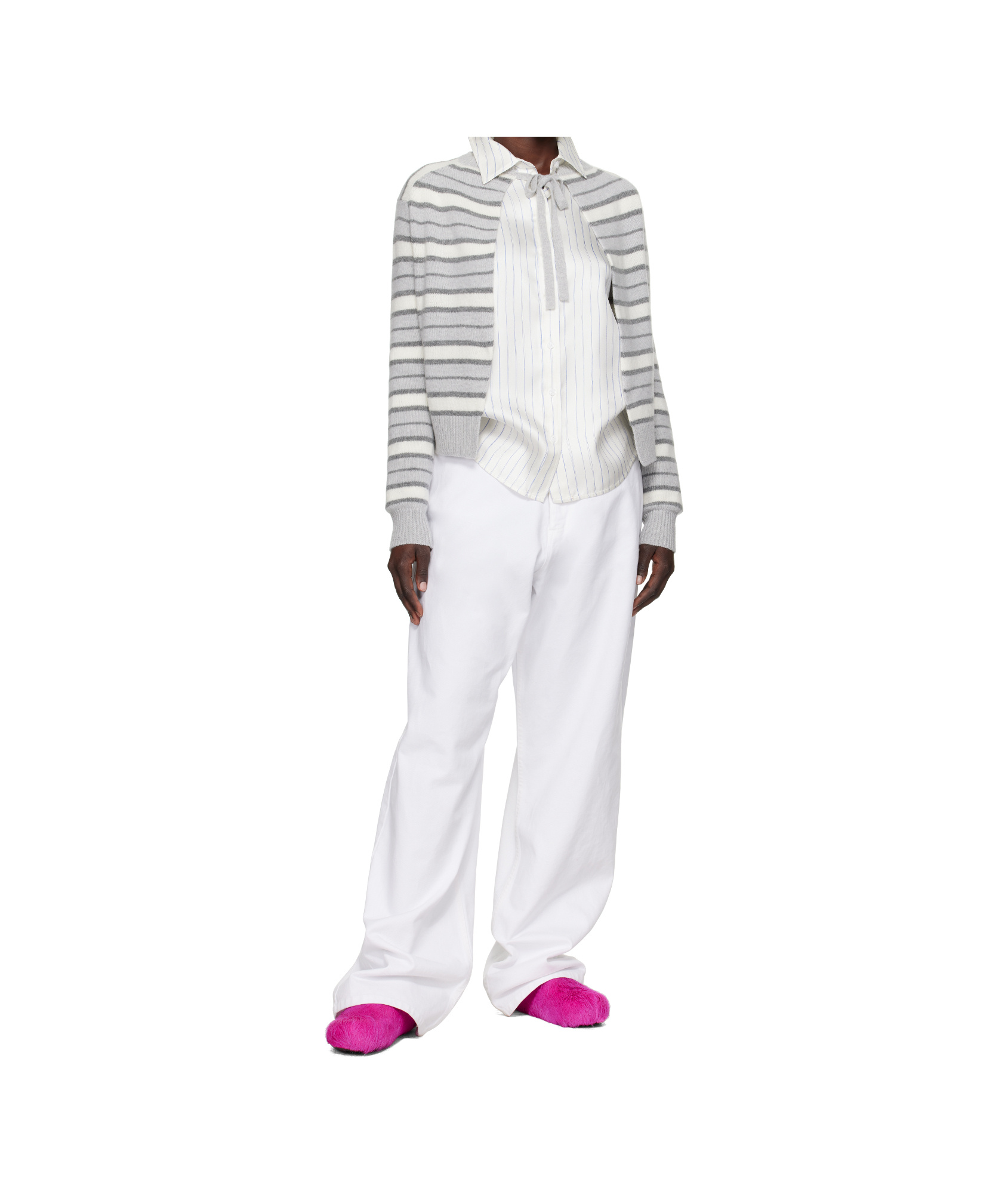Marni Striped Open Back Sweater In White
