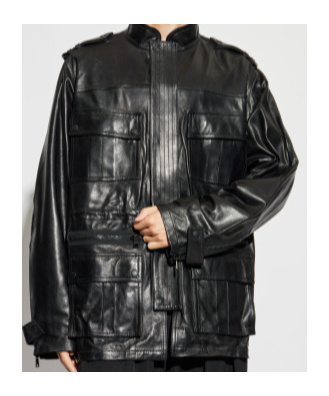 Balmain Lambskin Leather Mid Length Parka Clothing In Black