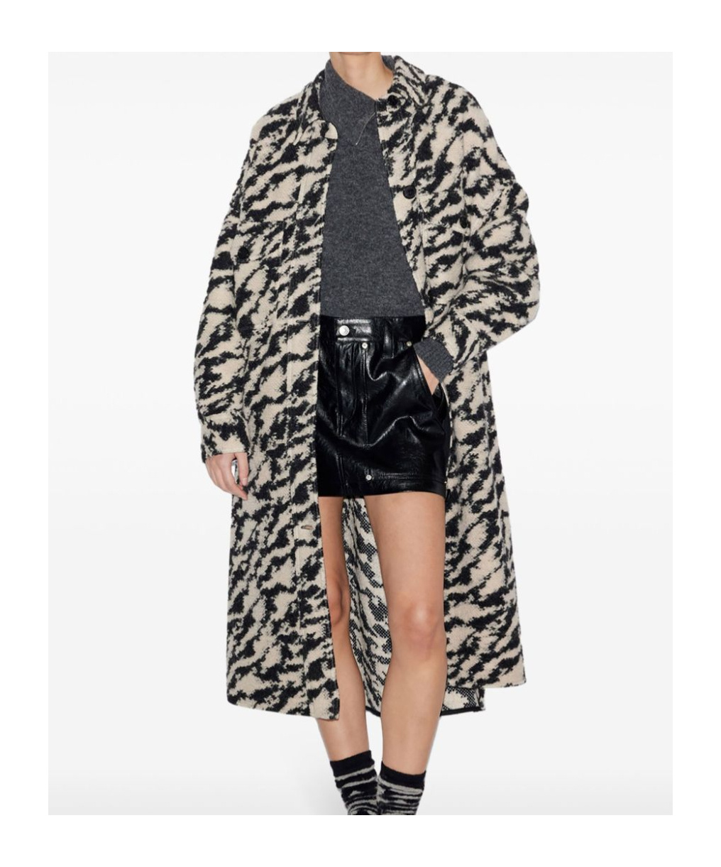 Isabel Marant Étoile Felexia Zebra Overcoat In Black