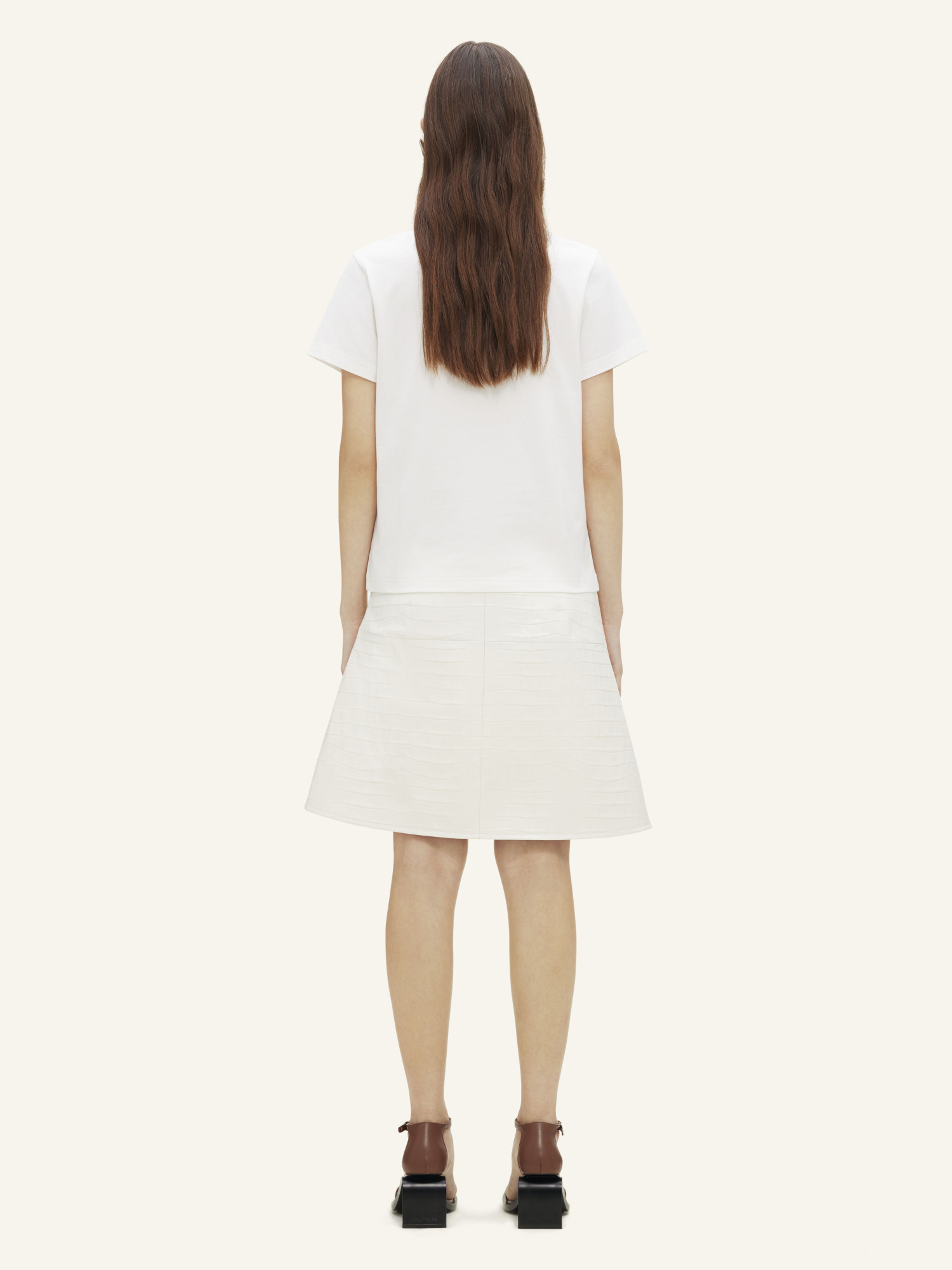 Courrèges Oval Alligator Printed Miniskirt In White