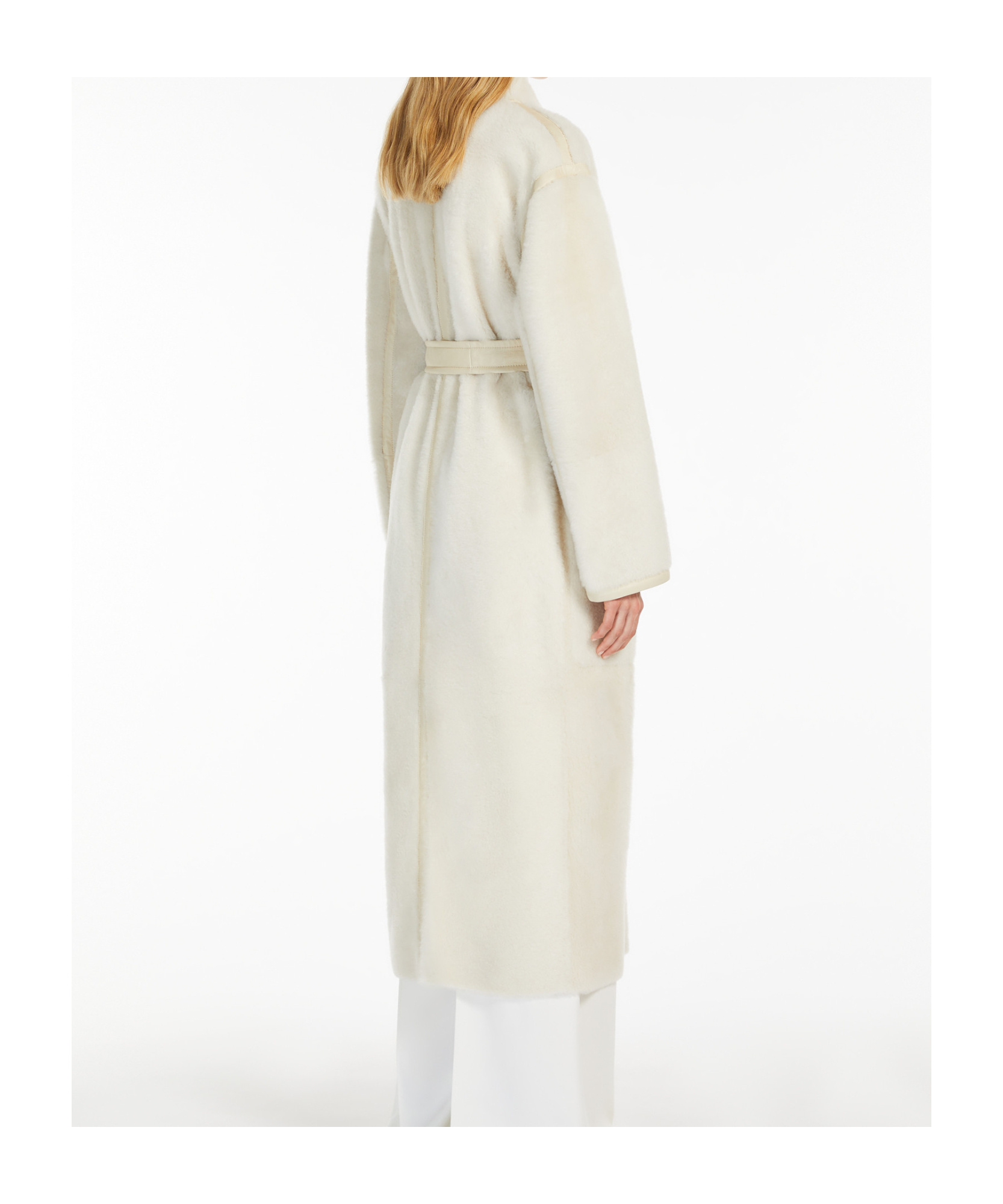 Max Mara Long-sleeved Coat In Albino