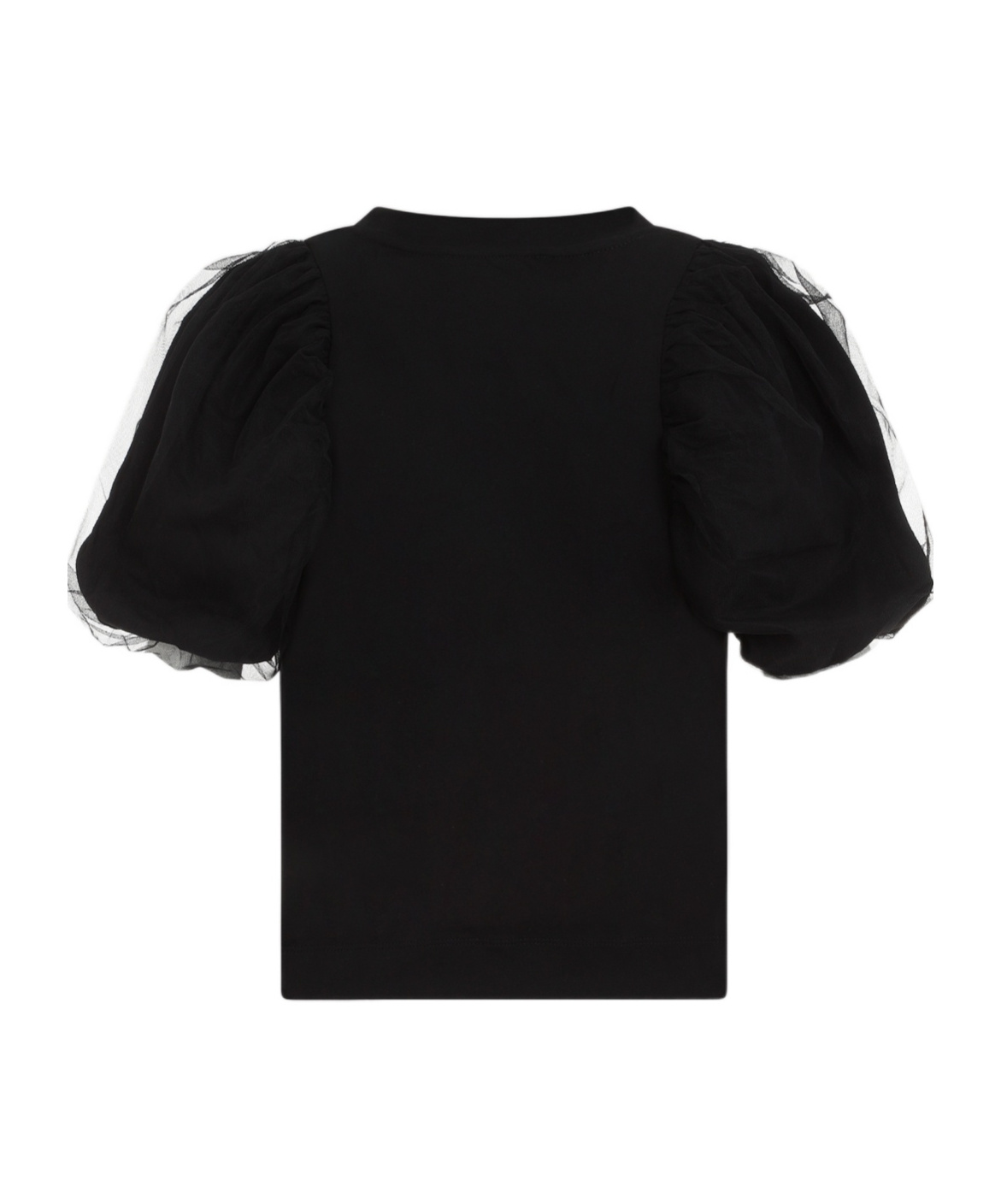 Simone Rocha Cropped Ruched Bow T-shirt In Black
