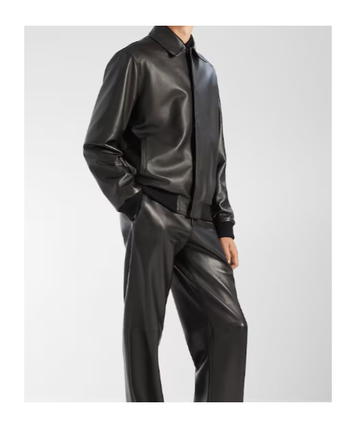 Fendi Pointed-collar Leather Jacket In Black