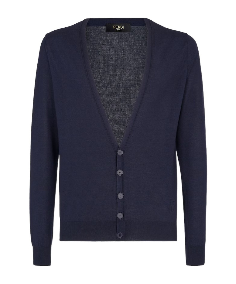 Fendi Woolen Cardigan In Black