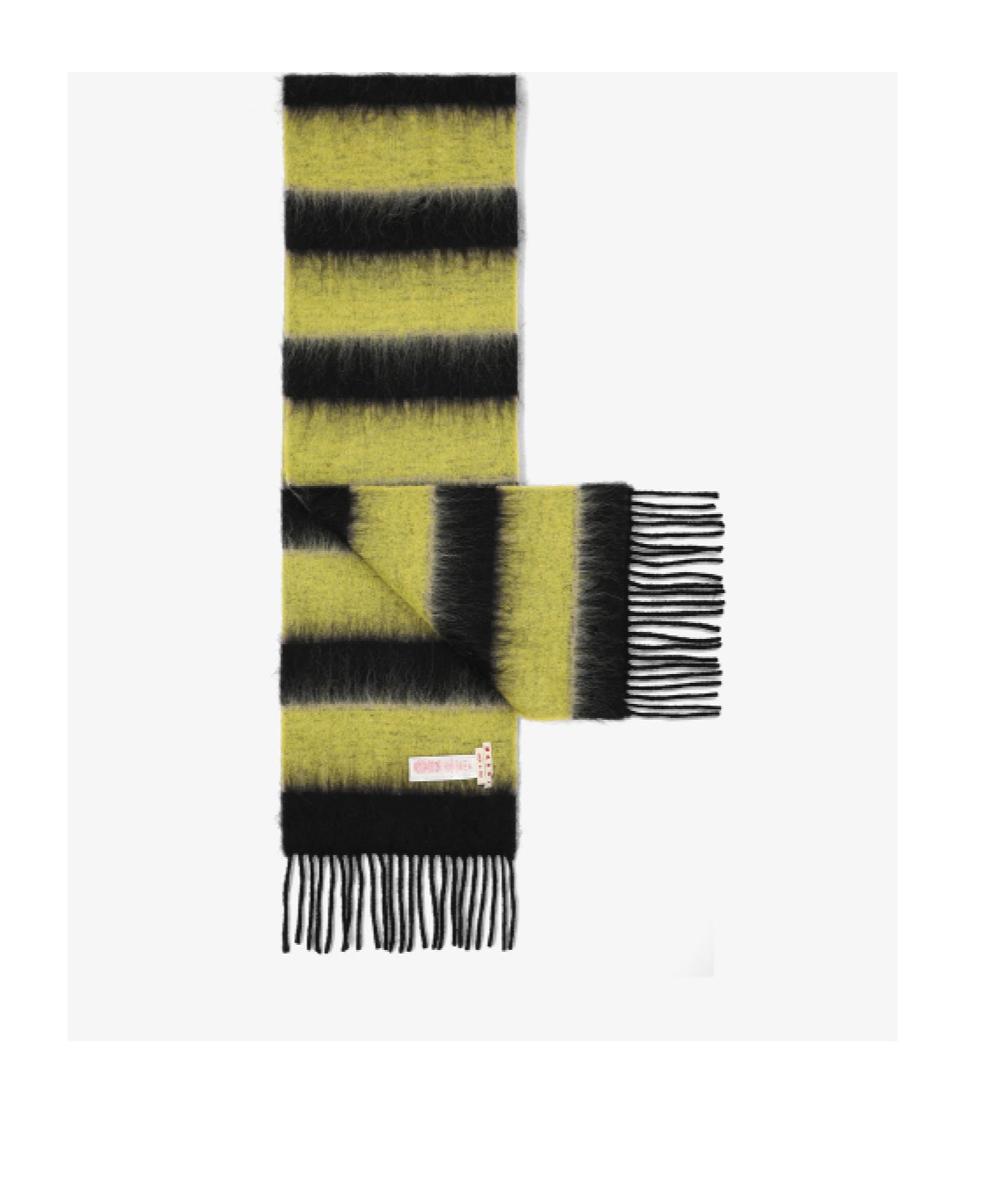 Marni Wool Blend Scarf With Striped Pattern And Fringe Detailing In Green