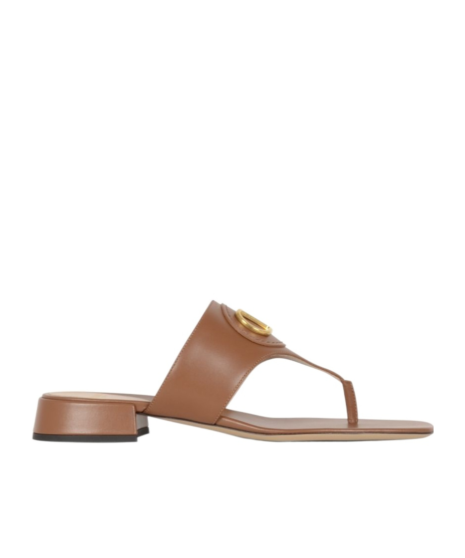 Valentino Logo High-heeled Sandals In Brown