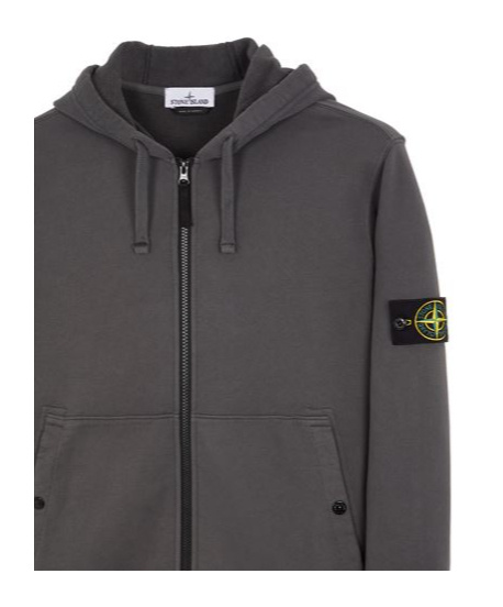 Stone Island Compass Logo-patch Zip-up Hoodie In Gray