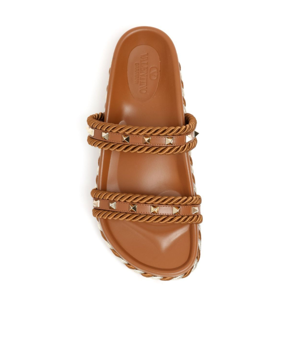 Valentino Garavani Rockstud Platform Slide Sandal In Brown