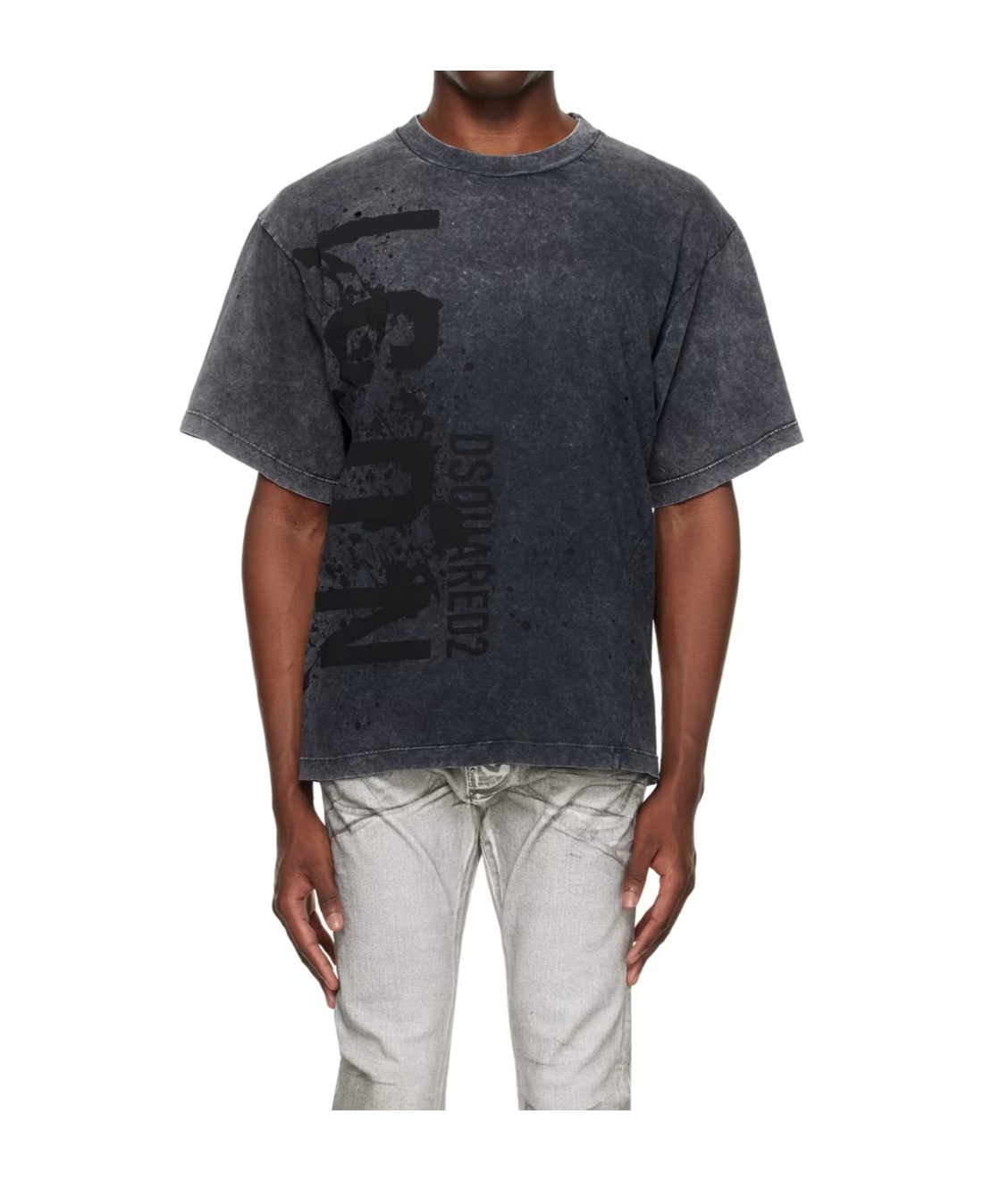 Dsquared2 Round Collar Logo T-shirt In Gray