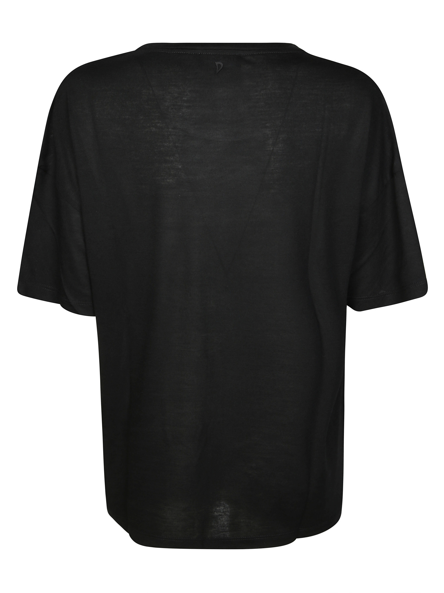 Dondup Lightweight Relaxed Fit Round Neck Sheer Fabric Short Sleeves In Black