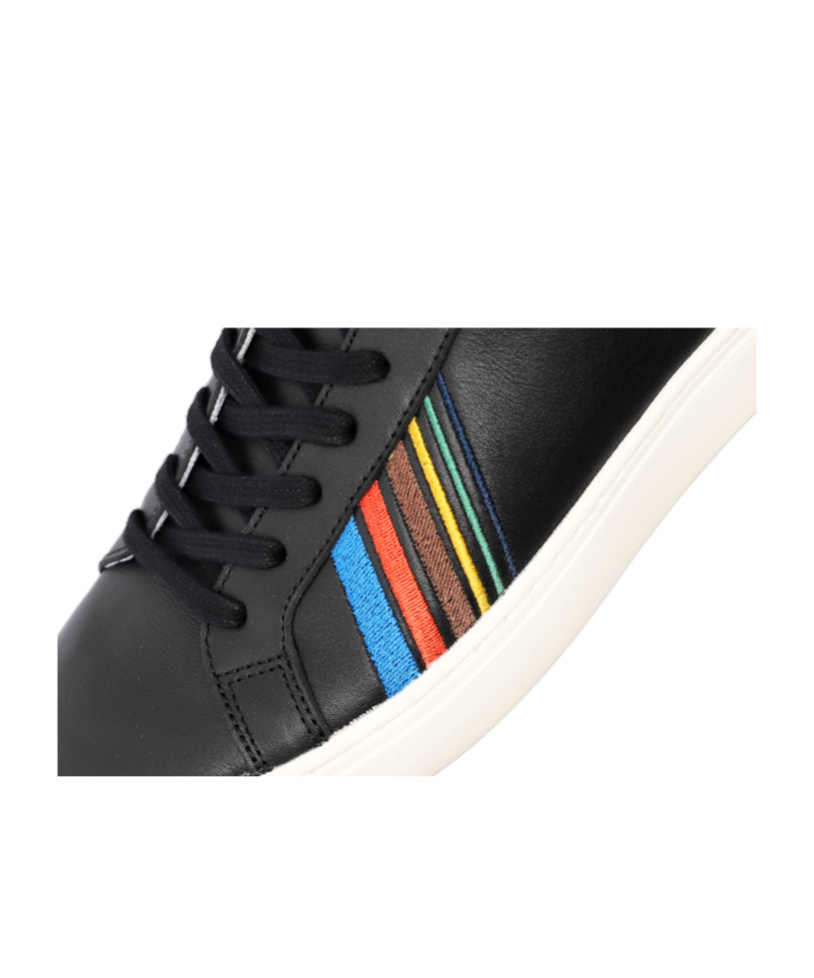 Ps By Paul Smith Black Leather 'rex' 'sports Stripe' Trainers In Black