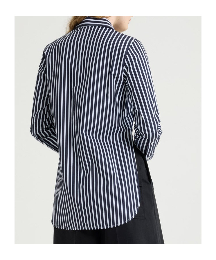 Patou Tailored Shirt In Printed Organic Cotton Poplin In Navy