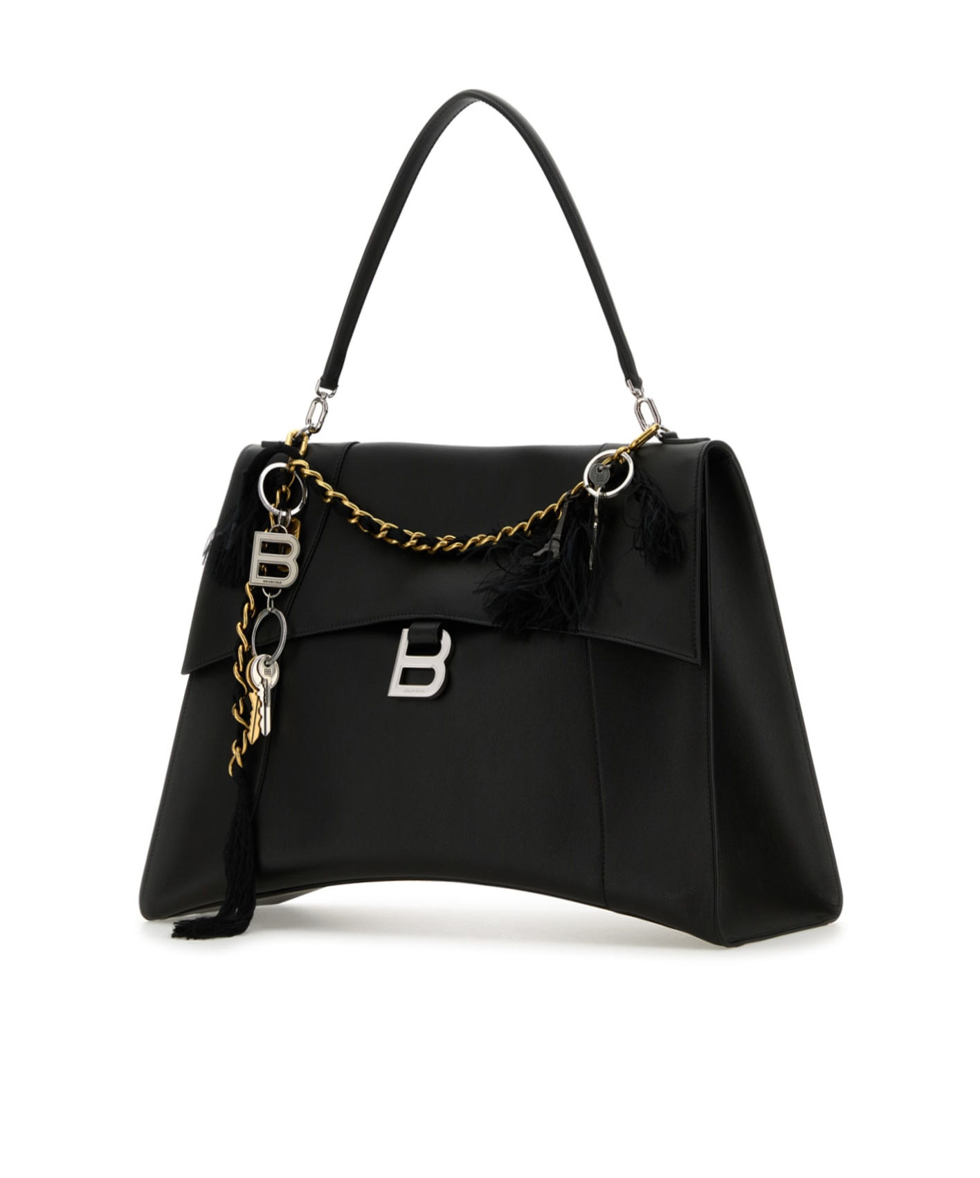 Balenciaga Charm Detailed Top Handle Bag In Black