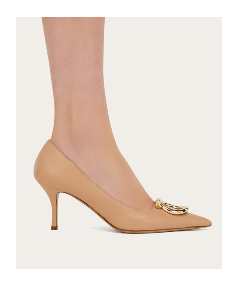 Ferragamo Buckle-detail Pointed-toe Pumps In Brown