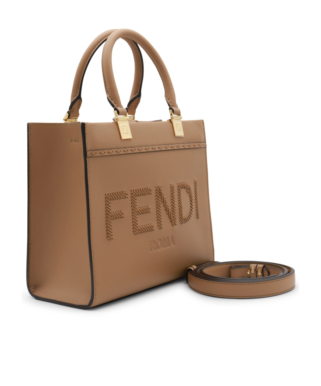 Fendi Brown Sunshine Small Satchel Bag In Brown