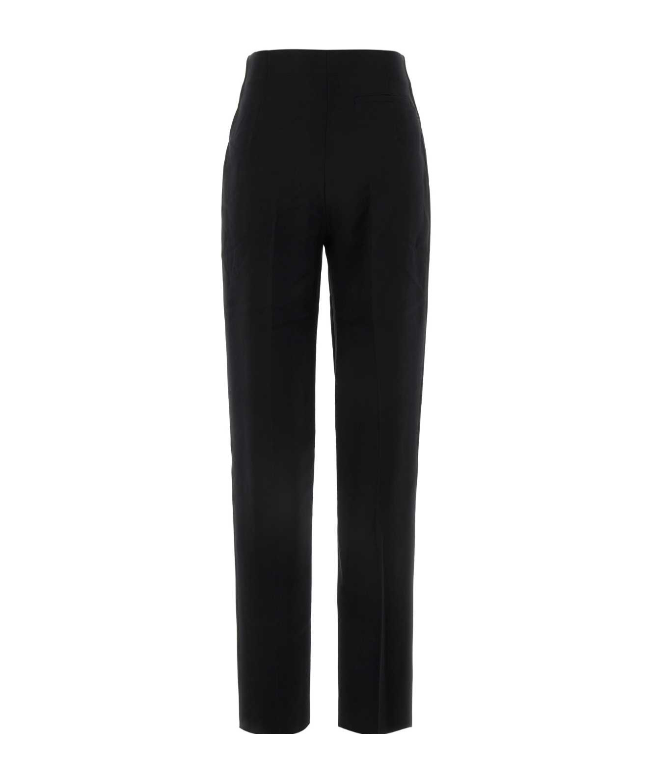 Giorgio Armani High-waisted Wool Trousers In Black