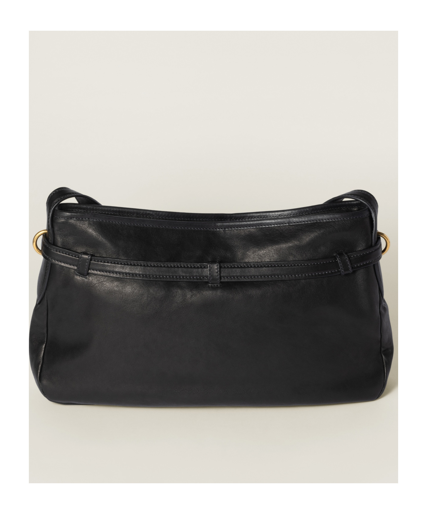 Miu Miu Aventure Leather Shoulder Bag In Black