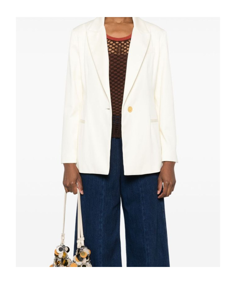 Shop Forte Forte Long Sleeve Blazer In White