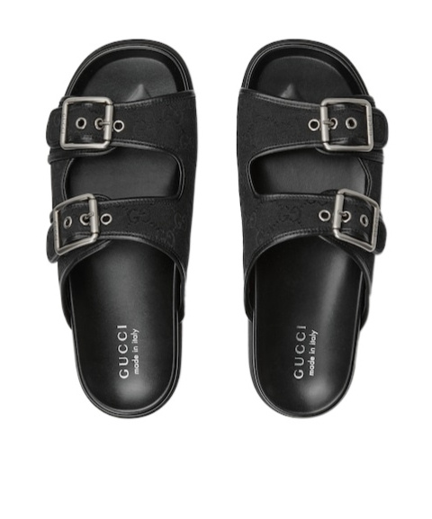 Gucci Men's Slide Sandal With Buckles