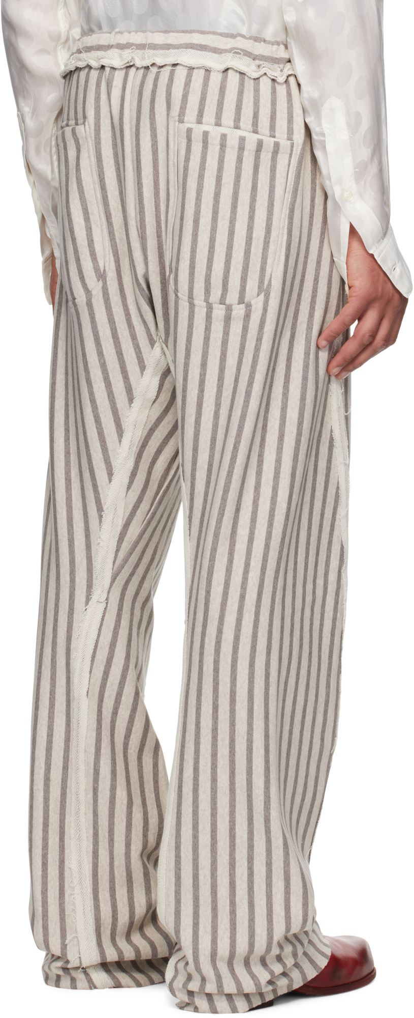 Edward Cuming Stripe Twisted Sweatpants In Gray