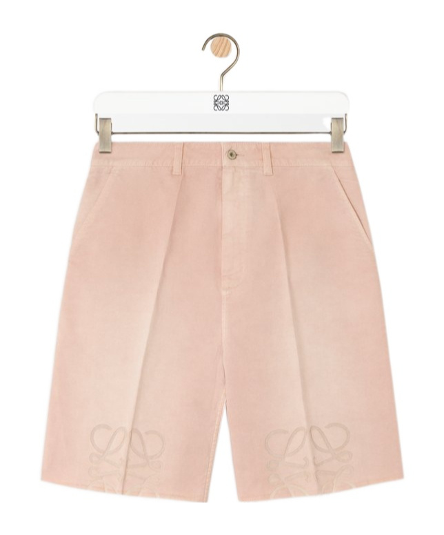 Loewe Pink Cotton Bermuda Shorts With Anagram Logo In Light Pink