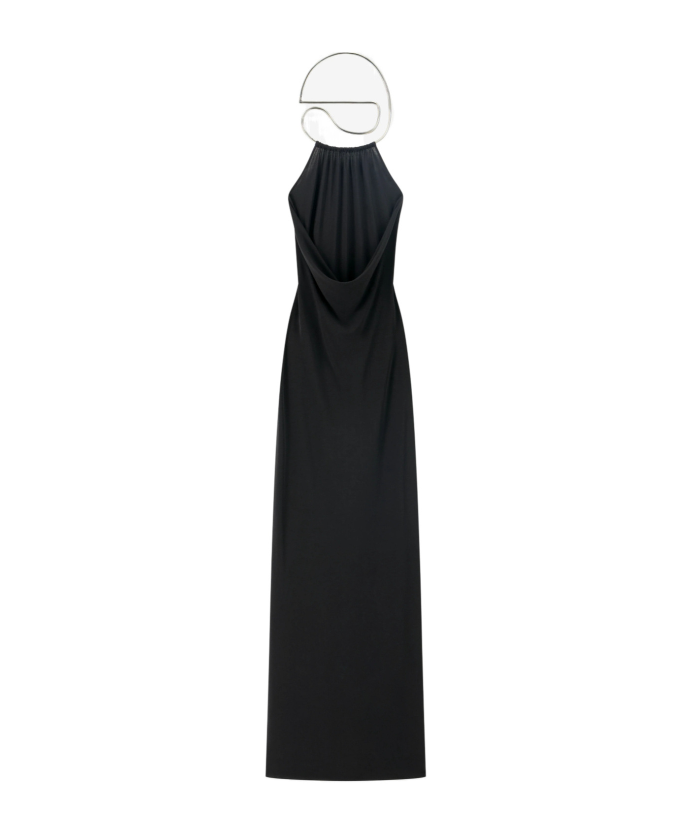 Coperni Suspended Triangle Backless Column Maxi Dress In Black