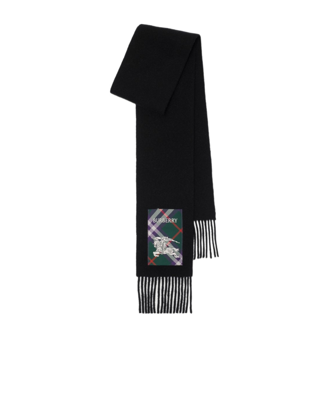 Burberry Check Label Cashmere Scarf In Black