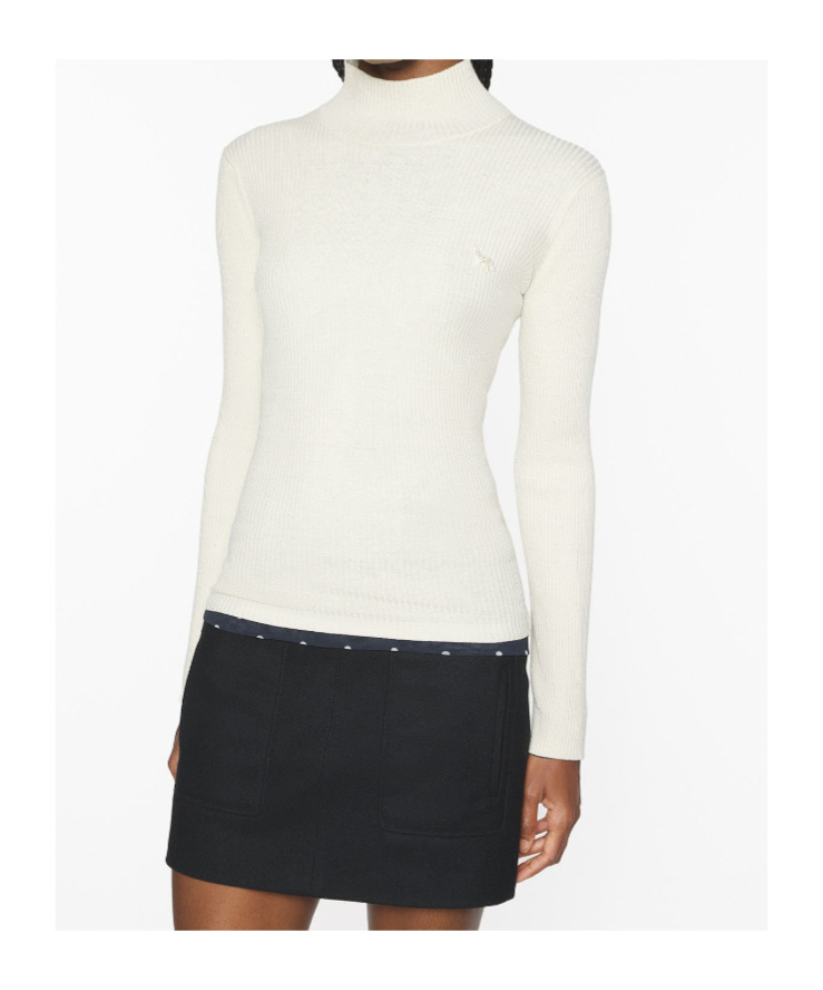 Maison Kitsuné Baby Fox Fine Wool Rib Turtleneck Jumper In Neutral
