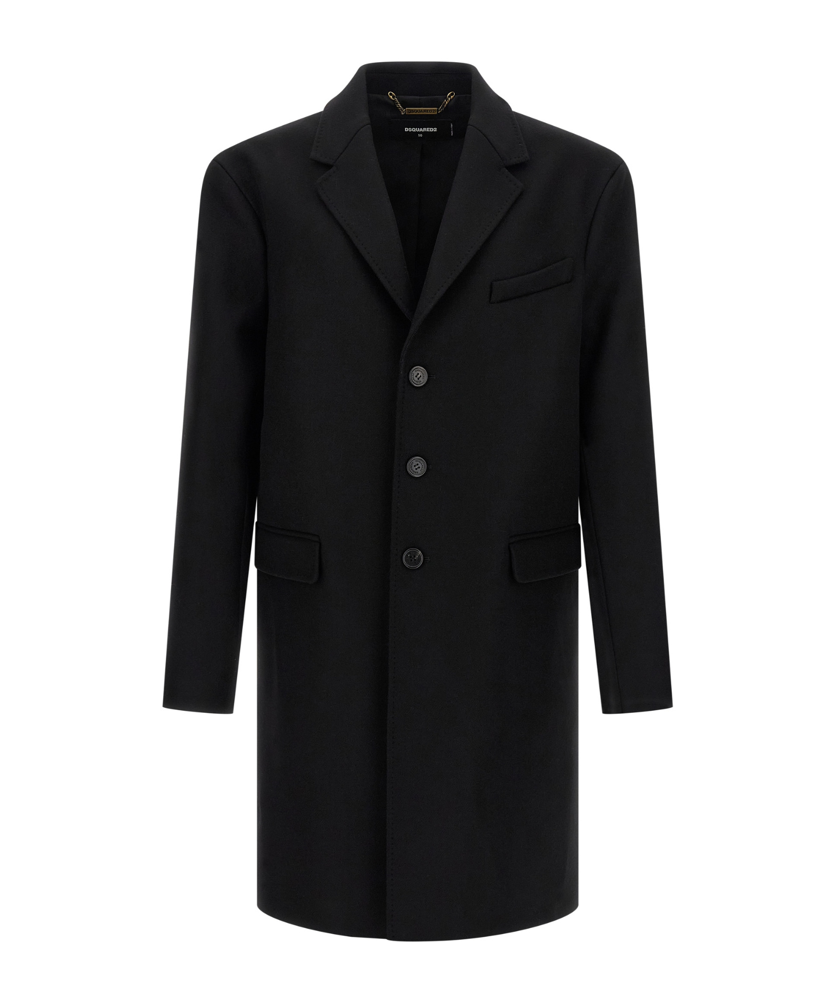 Dsquared2 Single-breasted Midi Coat In Black