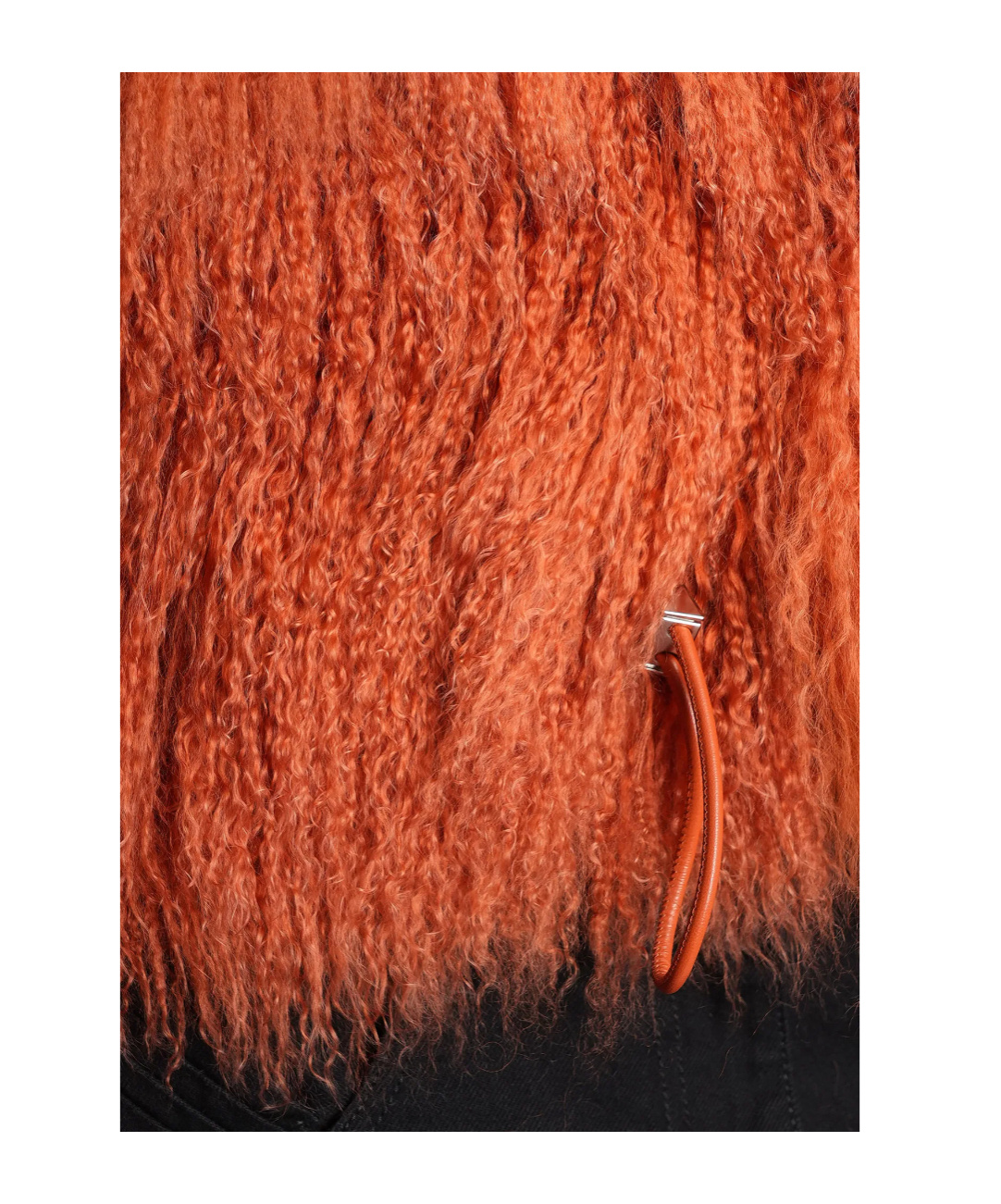 Attico Long-sleeved Fur Jacket In Orange